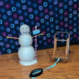 American Girl Snow Man And Sled